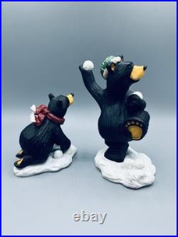 Bearfoots Bears Jeff Fleming Big Sky Carvers Snow Bear Fight Two Figurines #6729