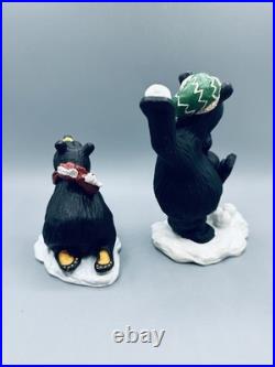 Bearfoots Bears Jeff Fleming Big Sky Carvers Snow Bear Fight Two Figurines #6729
