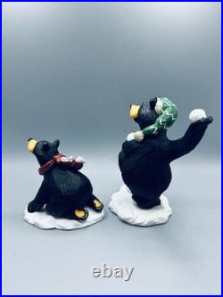 Bearfoots Bears Jeff Fleming Big Sky Carvers Snow Bear Fight Two Figurines #6729