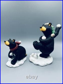 Bearfoots Bears Jeff Fleming Big Sky Carvers Snow Bear Fight Two Figurines #6729