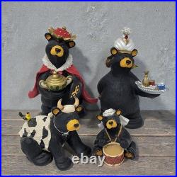 Bearfoots Beartivity III Nativity 4pc Set 50479 Jeff Fleming Big Sky Carvers