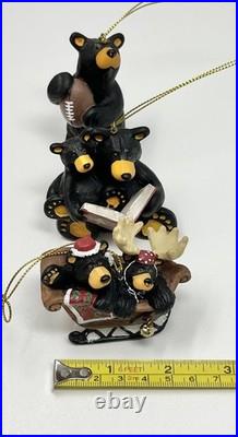 Bearfoots Black Bear Tree Ornaments & Figure Jeff Fleming Big Sky Carvers Lot 13
