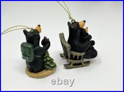 Bearfoots Black Bear Tree Ornaments & Figure Jeff Fleming Big Sky Carvers Lot 13