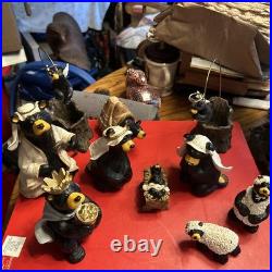 Bearfoots Nativity Set 10 pc Set Jeff Fleming Christmas Resin Bears