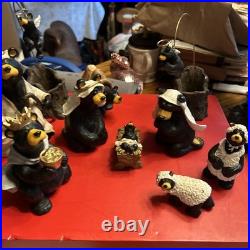 Bearfoots Nativity Set 10 pc Set Jeff Fleming Christmas Resin Bears
