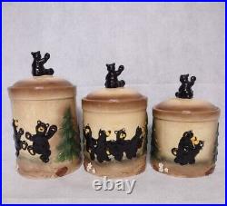Bears Canister Set 3 Bear Foots by Jeff Fleming Big Sky Carvers Ceramic