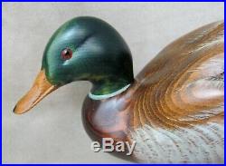 Beautiful BIG SKY Carvers Wooden Duck Decoy, Vintage Signed Emistensen Mallard