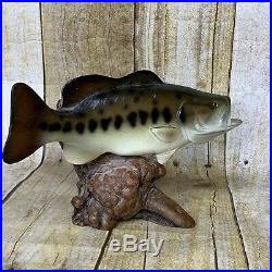 Big Mouth Bass Fish Figurine Big Sky Carvers Bill Reel Signed Hand Carved