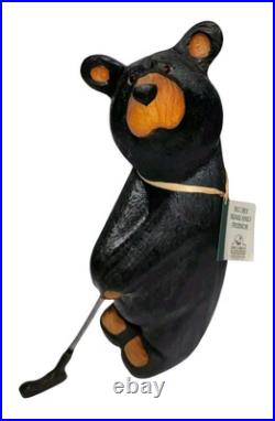 Big Sky Bears Bear 20 Arnold Golfer Hand Carved Wood Artist Jeff Fleming Golf