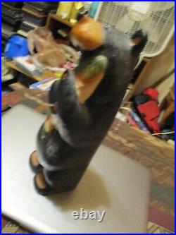 Big Sky Bears Carvers Jeff Fleming Solid Pine Bear with Fish 11.5 inches
