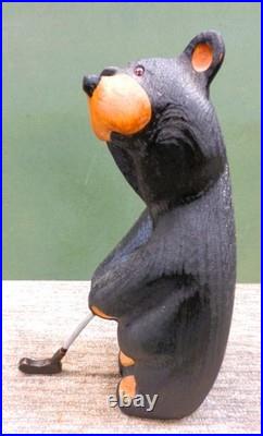 Big Sky Bears Jeff Fleming Hand-Carved Solid Wood Bear Golfer withClub, 19 Tall