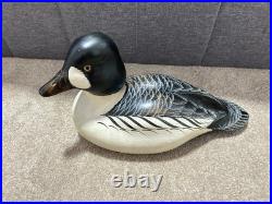 Big Sky Carver Golden Eye Wooden Decoy Signed Hand Painted Wooden Goose