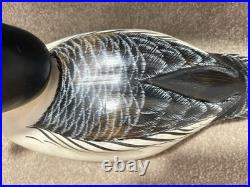 Big Sky Carver Golden Eye Wooden Decoy Signed Hand Painted Wooden Goose