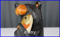 Big Sky Carver's bear with trout 12 Jeff Fleming wood carved, Montana Nice
