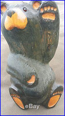 Big Sky Carvers 13 Tall Wooden Bear Western Pine Carved by Jeff Fleming Waving