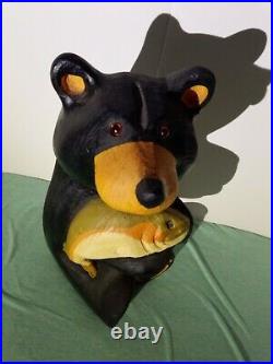 Big Sky Carvers 15 Bear Holding Salmon Jeff Fleming Solid Wood Statue