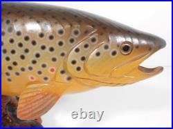 Big Sky Carvers 15 x 8 Hand Carved Wooden Brook Trout Burl Base Signed B. Reel