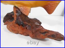 Big Sky Carvers 15 x 8 Hand Carved Wooden Brook Trout Burl Base Signed B. Reel