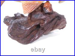 Big Sky Carvers 15 x 8 Hand Carved Wooden Brook Trout Burl Base Signed B. Reel