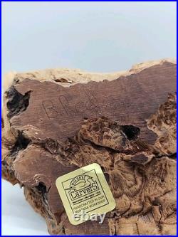 Big Sky Carvers 17 Hand Carved Wooden Rainbow Trout Signed Bill Reel Burl base