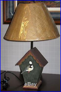 Big Sky Carvers 23 Wild Life Chickadee Bird House Lamp Burlap Shade