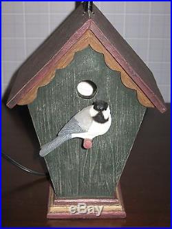 Big Sky Carvers 23 Wild Life Chickadee Bird House Lamp Burlap Shade