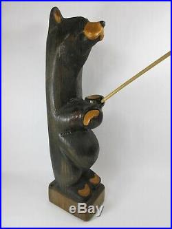 Big Sky Carvers 26 Tall Fishing Bear Jeff Fleming Hand Carved Sculpture Black