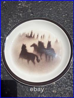 Big Sky Carvers 3 Dinner Plates Wild horsesand 3 Small Plates