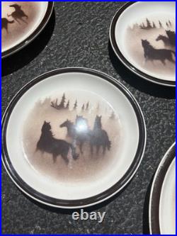 Big Sky Carvers 3 Dinner Plates Wild horsesand 3 Small Plates