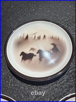 Big Sky Carvers 3 Dinner Plates Wild horsesand 3 Small Plates