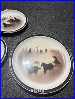 Big Sky Carvers 3 Dinner Plates Wild horsesand 3 Small Plates