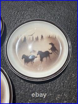 Big Sky Carvers 3 Dinner Plates Wild horsesand 3 Small Plates