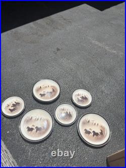 Big Sky Carvers 3 Dinner Plates Wild horsesand 3 Small Plates