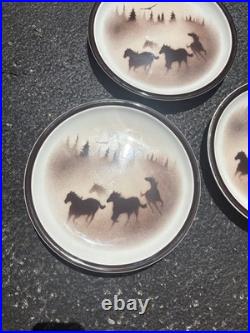 Big Sky Carvers 3 Dinner Plates Wild horsesand 3 Small Plates