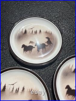 Big Sky Carvers 3 Dinner Plates Wild horsesand 3 Small Plates