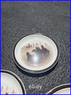 Big Sky Carvers 3 Dinner Plates Wild horsesand 3 Small Plates