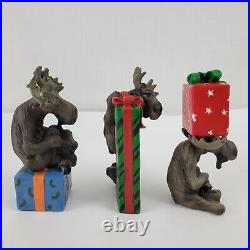 Big Sky Carvers 3 Piece Moose JOY Christmas Presents Figurine Table Topper 3.5