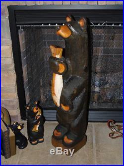 Big Sky Carvers 33 wood bear HUGE carving fish Bears smooth dark brown fur