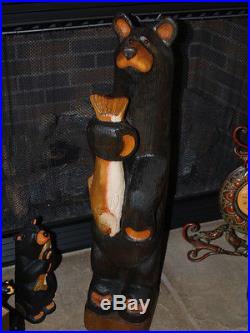 Big Sky Carvers 33 wood bear HUGE carving fish Bears smooth dark brown fur
