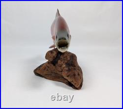 Big Sky Carvers 7 Hand Carved Wooden Sockeye Salmon Signed Bill Reel Burl Base