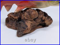 Big Sky Carvers 7 Hand Carved Wooden Sockeye Salmon Signed Bill Reel Burl Base