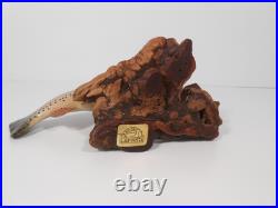 Big Sky Carvers 8 x4 Hand Carved Wooden Brook Trout Signed B. Reel Burl base