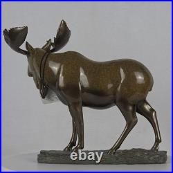 Big Sky Carvers 9 Bull Moose Stonecast Sculpture Bozeman MT -See Flea Bite