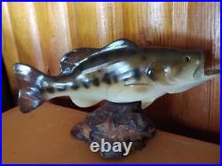 Big Sky Carvers B. Reel Large Mouth Bass Burl Wood Carved Mini Fish Sculpture