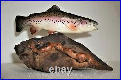 Big Sky Carvers B. Reel Trout Fish Burl Wood Wildlife Carving 7 Long 5-1/4 T