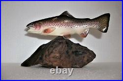 Big Sky Carvers B. Reel Trout Fish Burl Wood Wildlife Carving 7 Long 5-1/4 T