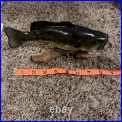 Big Sky Carvers Bass B. Reel, Burl Wood With Bass On Top. 8.5 L X 4.5 T X 2W