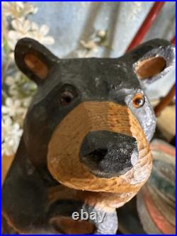 Big Sky Carvers Bear Fish 12 hand carved Wood MONTANA HANDMADE Hugging the fish