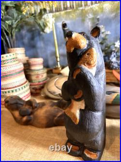 Big Sky Carvers Bear Fish 12 hand carved Wood MONTANA HANDMADE Hugging the fish
