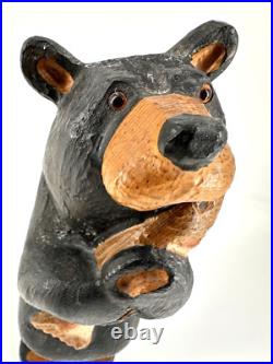 Big Sky Carvers Bear Fish 12 hand carved Wood MONTANA HANDMADE Hugging the fish